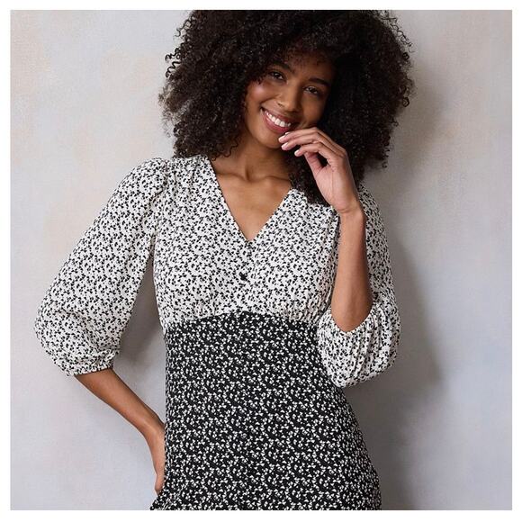 LC Lauren Conrad Floral Midi Dress Medium Boho - Picture 2 of 7